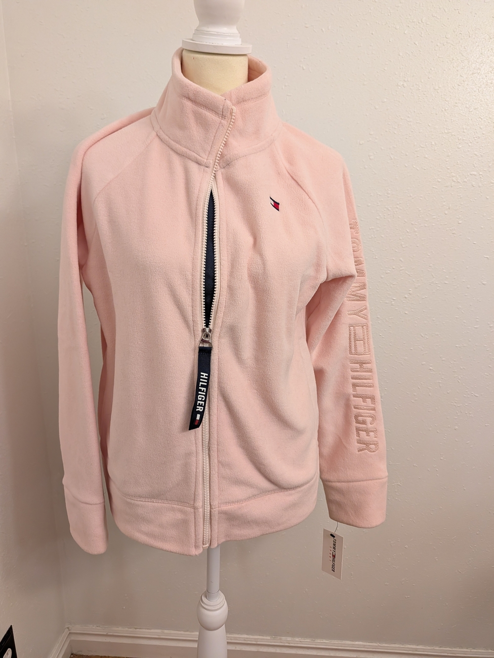 Tommy Hilfiger Sport Womens Pink Full Zip Fleece Jacket Mock Neck NWT PM